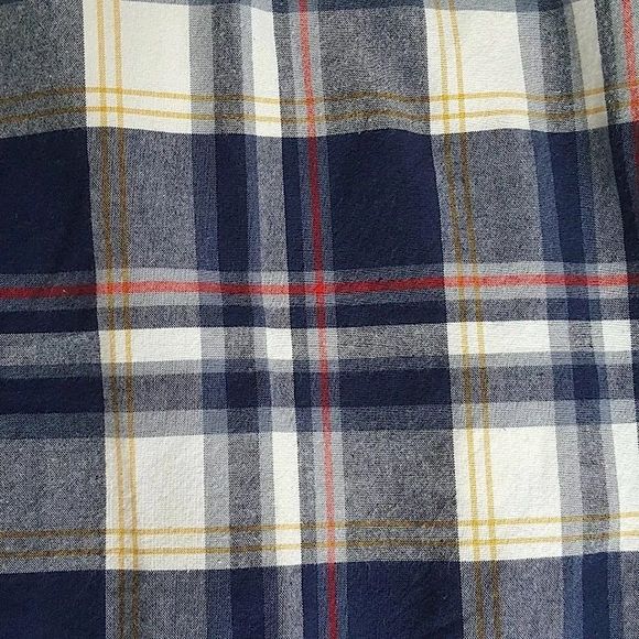 NAUTICA Mens Navy Blue Red White Plaid Flat Front Longer Length Shorts Sz 34 - Picture 6 of 8